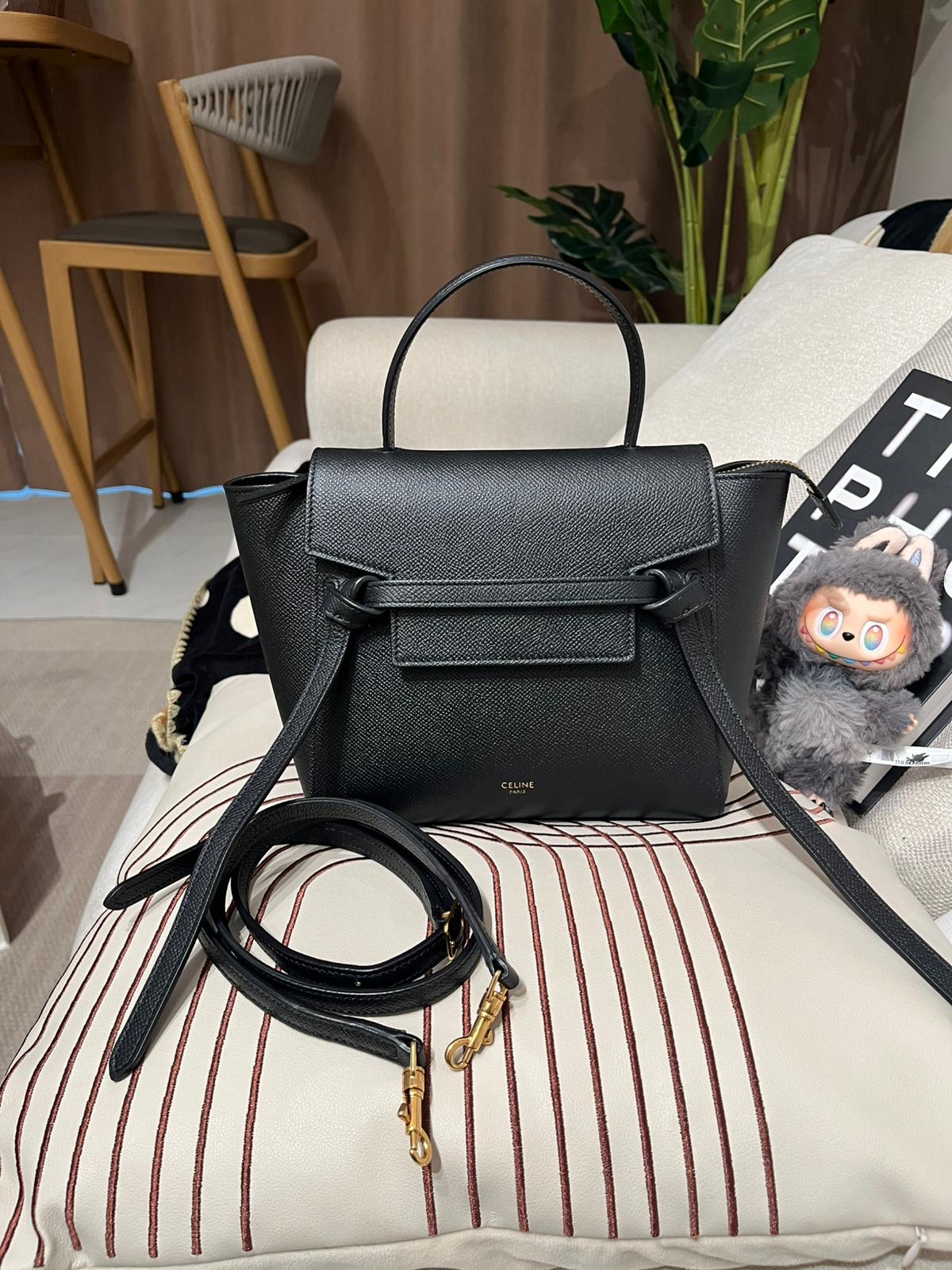Celine nano belt bag black 黑色牛皮 100%Authentic, 99%New ✅收據✅Dust bag