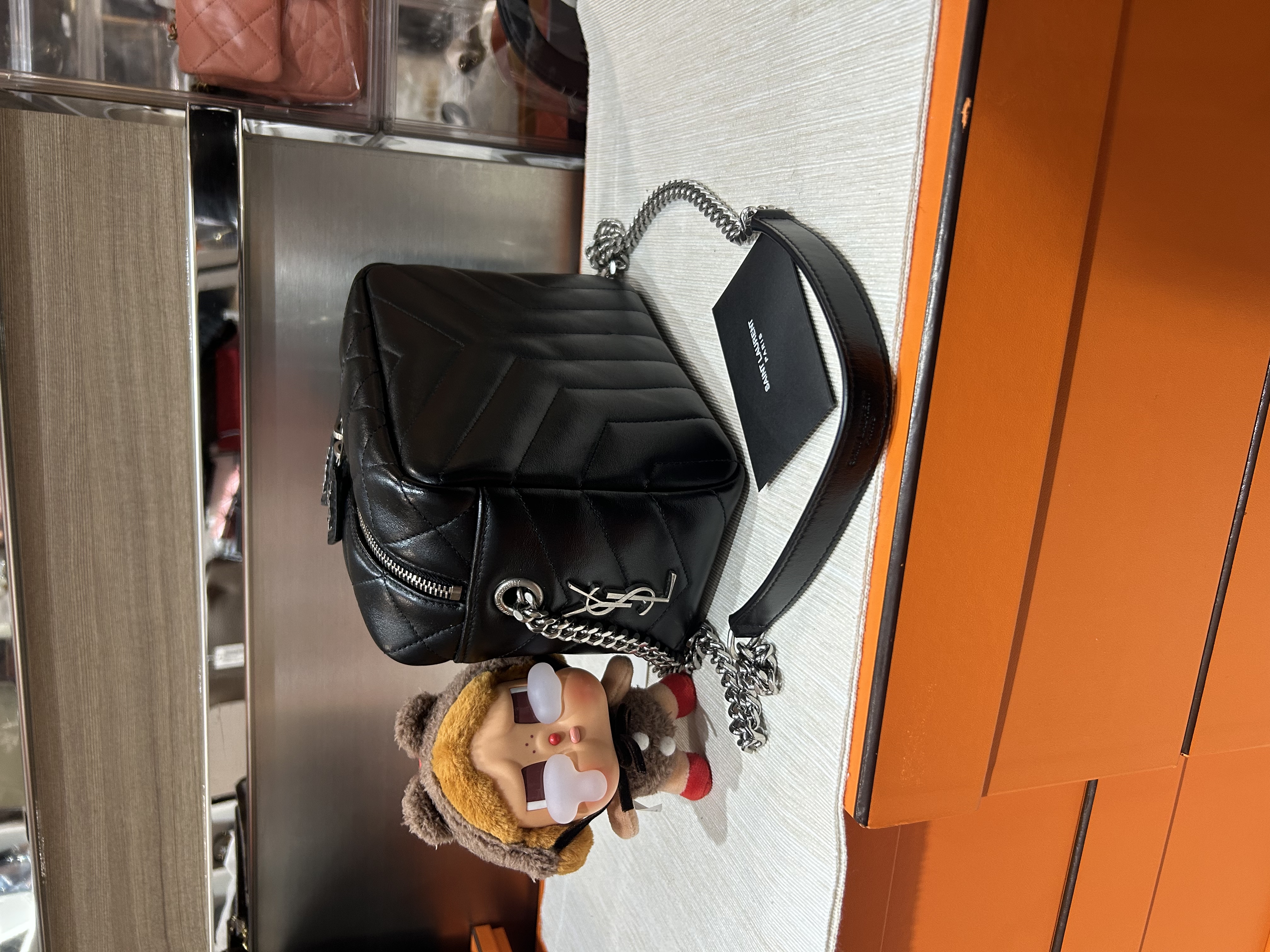 YSL LOULOU BOWLING BAG CALFSKIN CHAIN CROSSBODY BAG, 100%Authentic,98%new ✅ certificate ✅dust bag