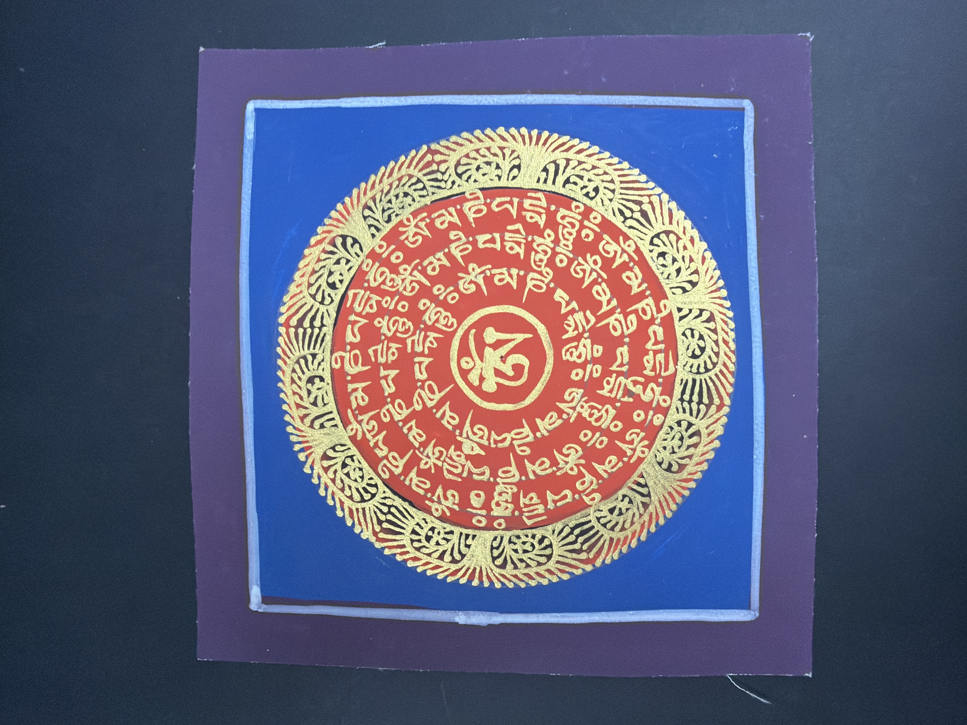 #7 尼泊爾（細）唐卡（六字大明咒）已加持大約12*12cm