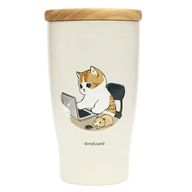 現貨🌸日本直送 | mofusand貓咪不鏽鋼保冷保溫水杯配木蓋[350ml]