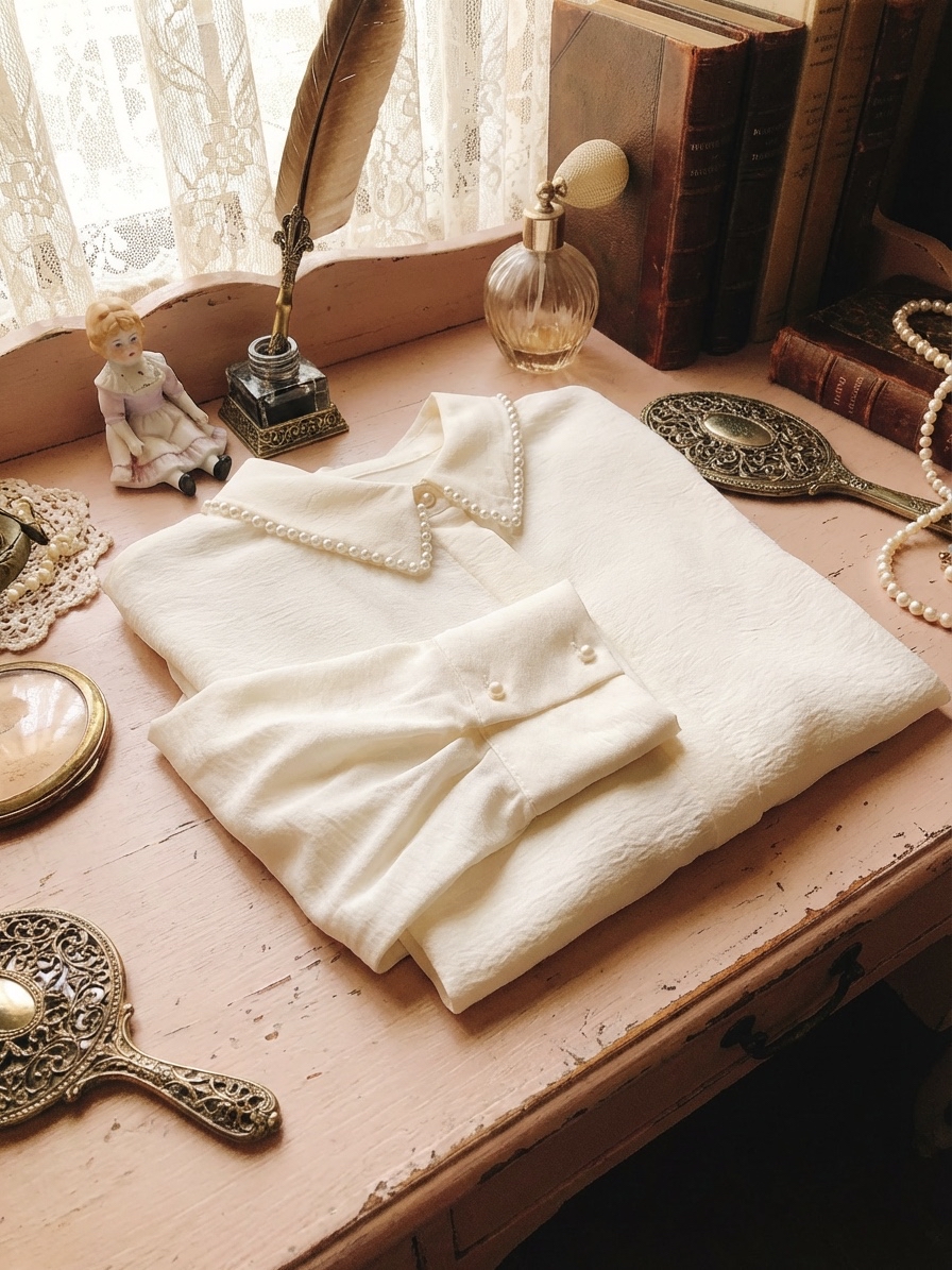  Bespoke Vintage 84顆珍珠點綴公主白禮服