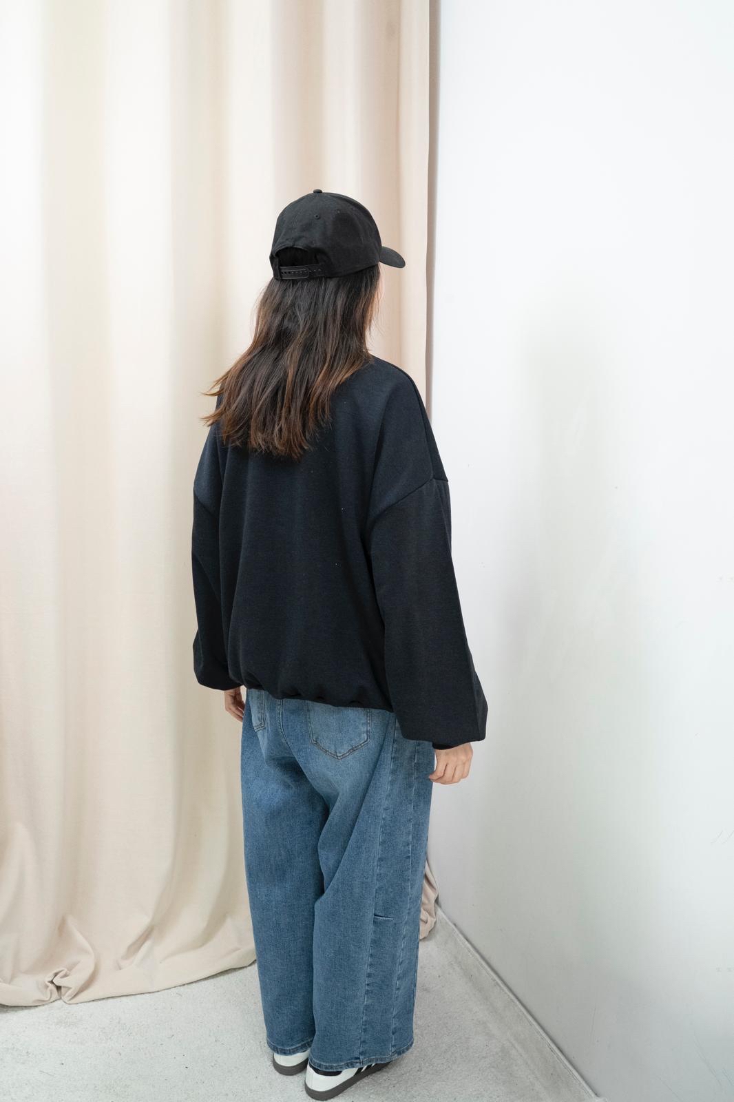 加絨有型文字衞衣（深藍色）