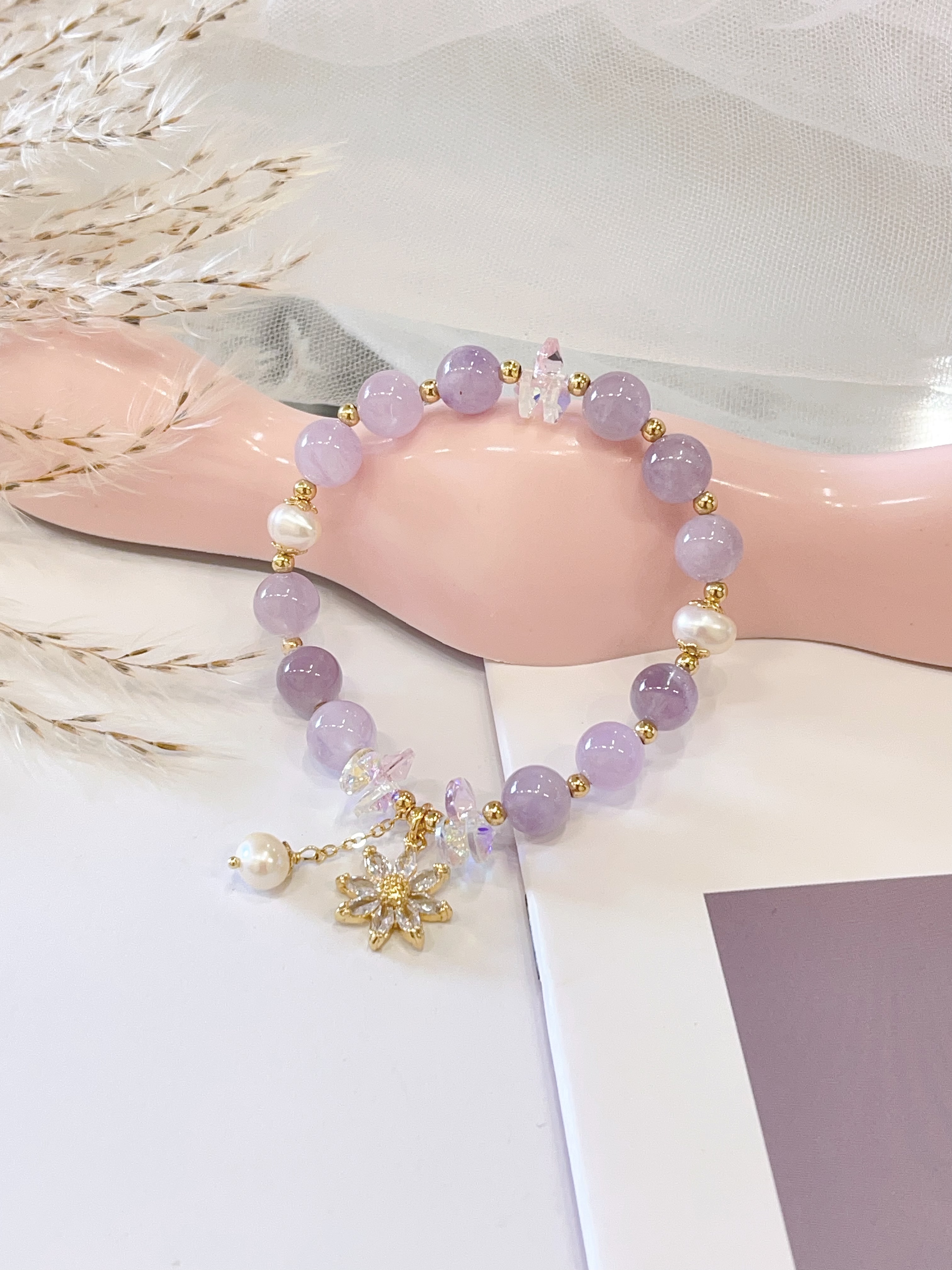 💜🤍 薰衣草紫水晶 × 珍珠手串 Lavender Amethyst & Freshwater Pearl | 8mm