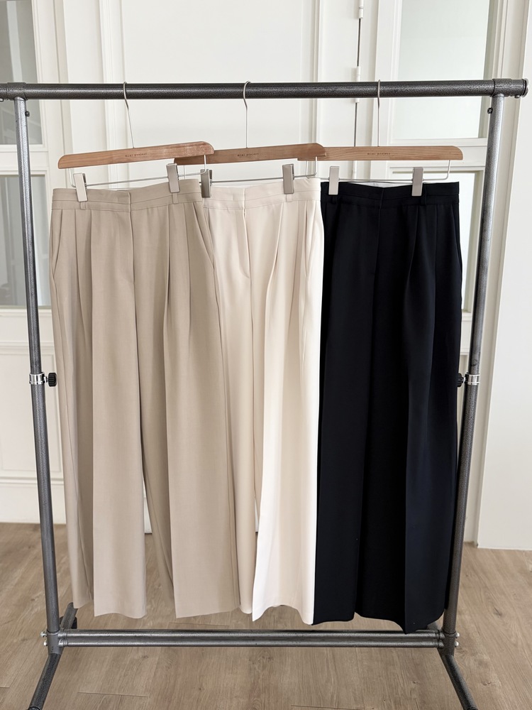 Timeless Pleated Flow Pants (Beige)