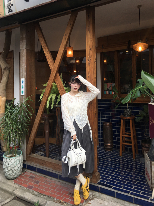 花花蕾絲連帽抽繩外套 [pp250]