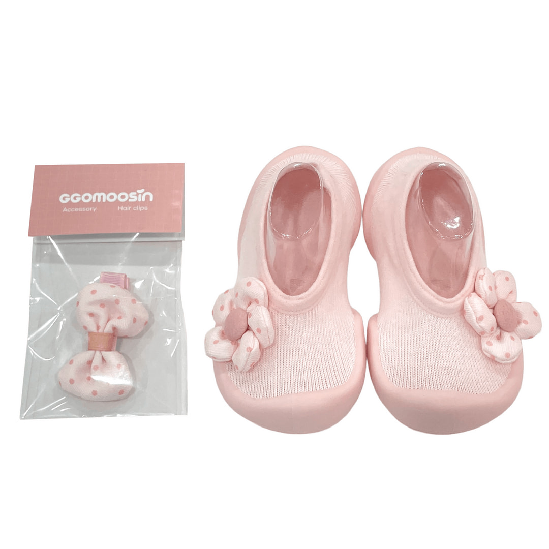 GGOMOOSIN 幼兒學行襪鞋 - 粉紅小花妞 Kkotboonie