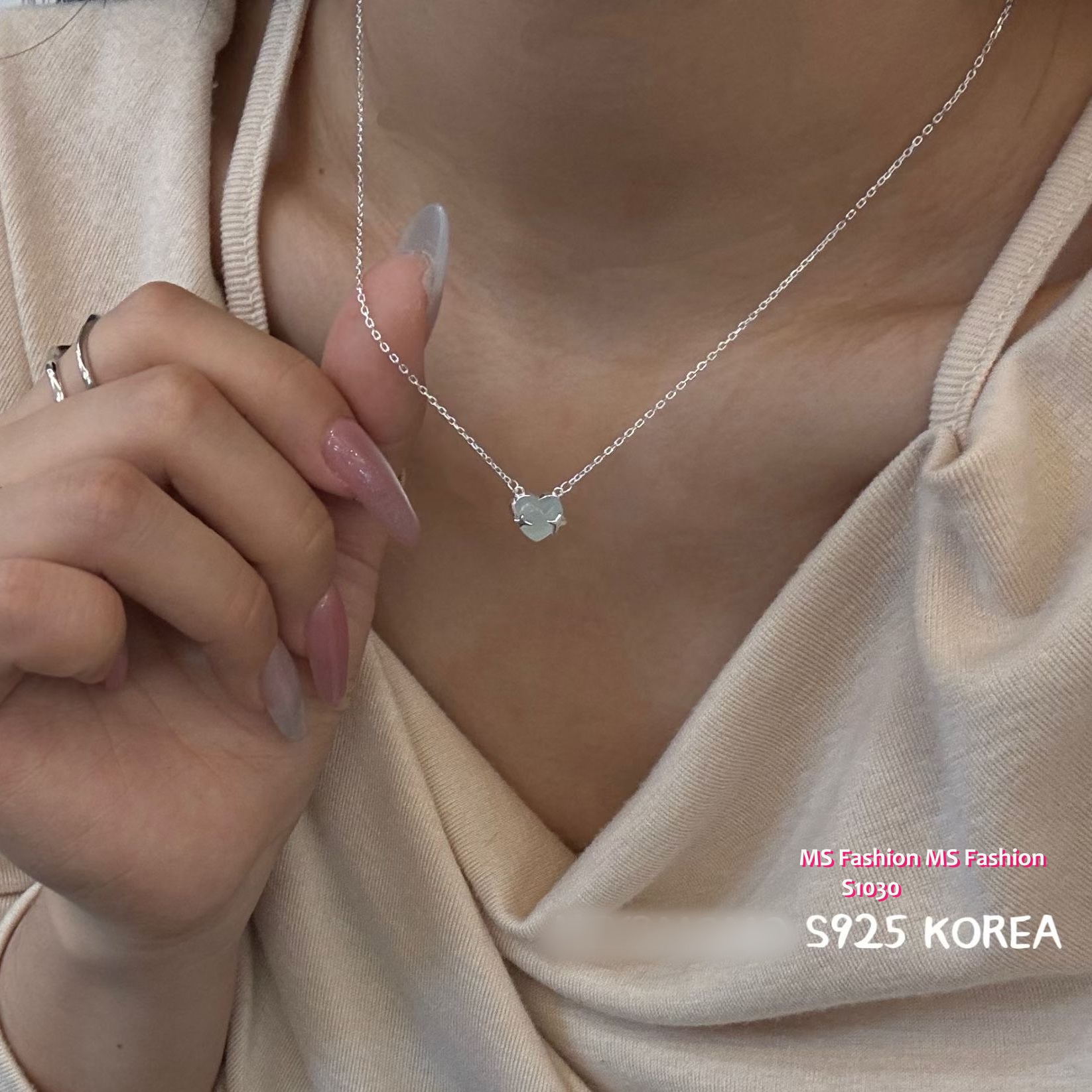 S1030 韓國🇰🇷S925純銀星星愛心頸鏈