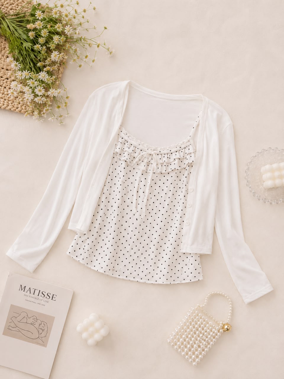 A190041 Knit Cardigan Two Piece Set