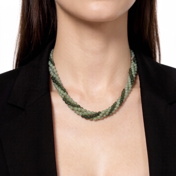 FB-G24 天然翡翠A玉 綠野仙蹤扭紋設計項鏈