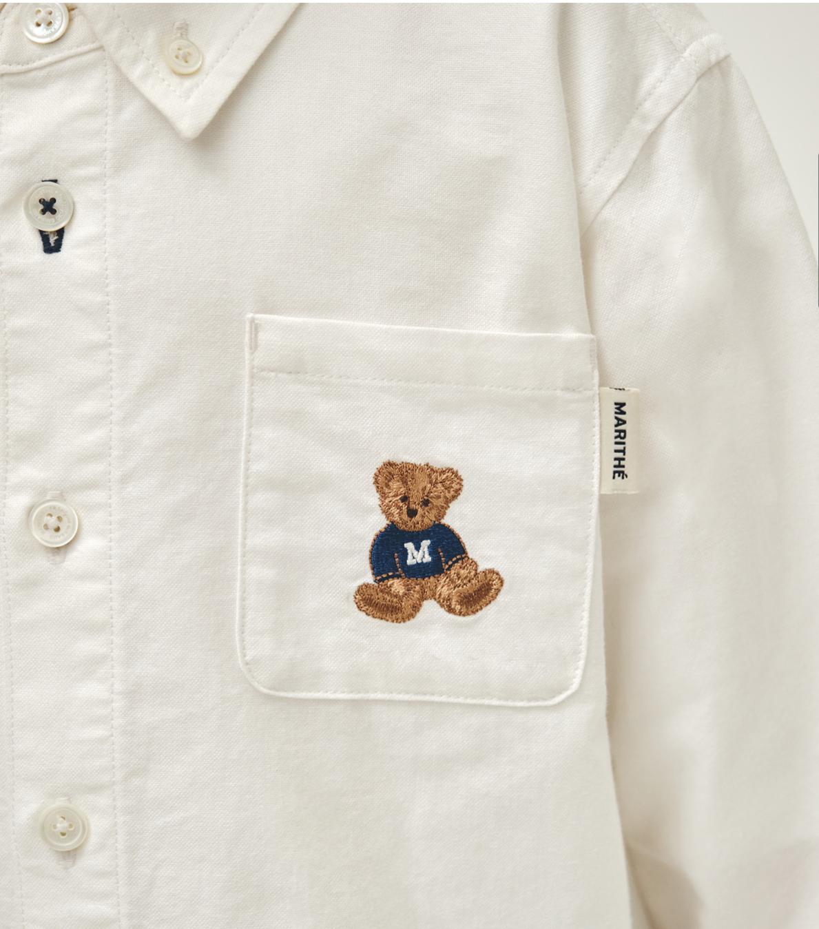 Ⓜ️ fg kids款 bear cotton shirt 折扣優惠 White /blue stripe Size 100-150
