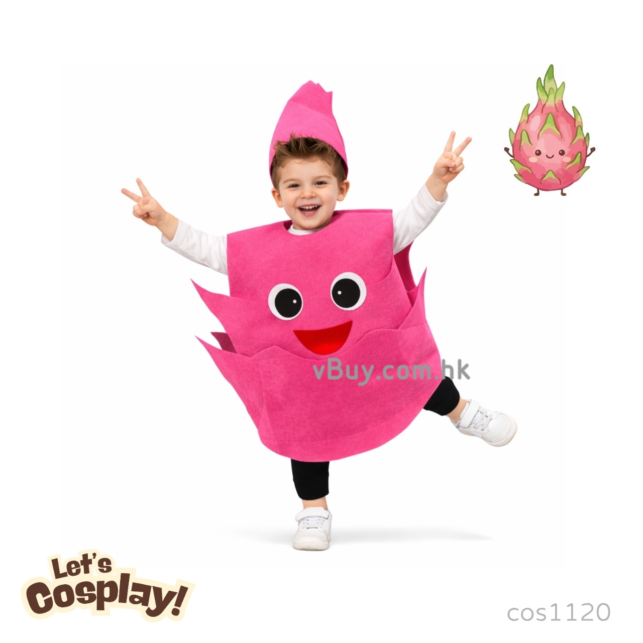 Lets Cosplay 兒童水果造型服裝 Dragon Fruit Costume Pitaya Costume 火龍果造型服裝 Fruit Costume 食物主題服裝 蔬菜水果主題服裝 童話故事角色扮演服裝 歡迎學校訂購（cos1120）