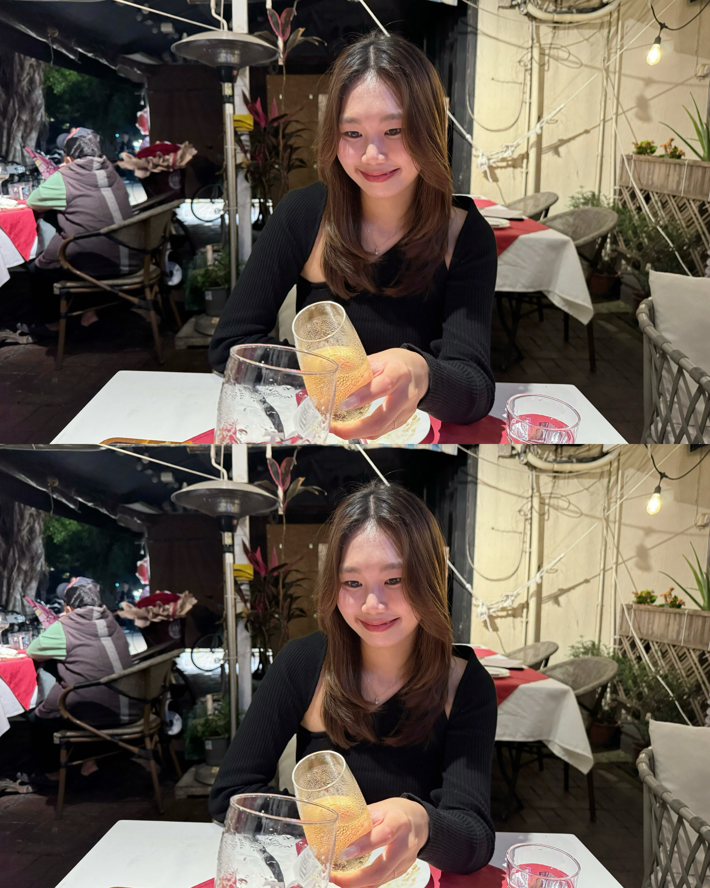 [顯鎖骨線條!]女人味坑紋斜肩兩件裝(兩色入)