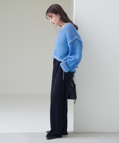 v領盲針編織冷衫