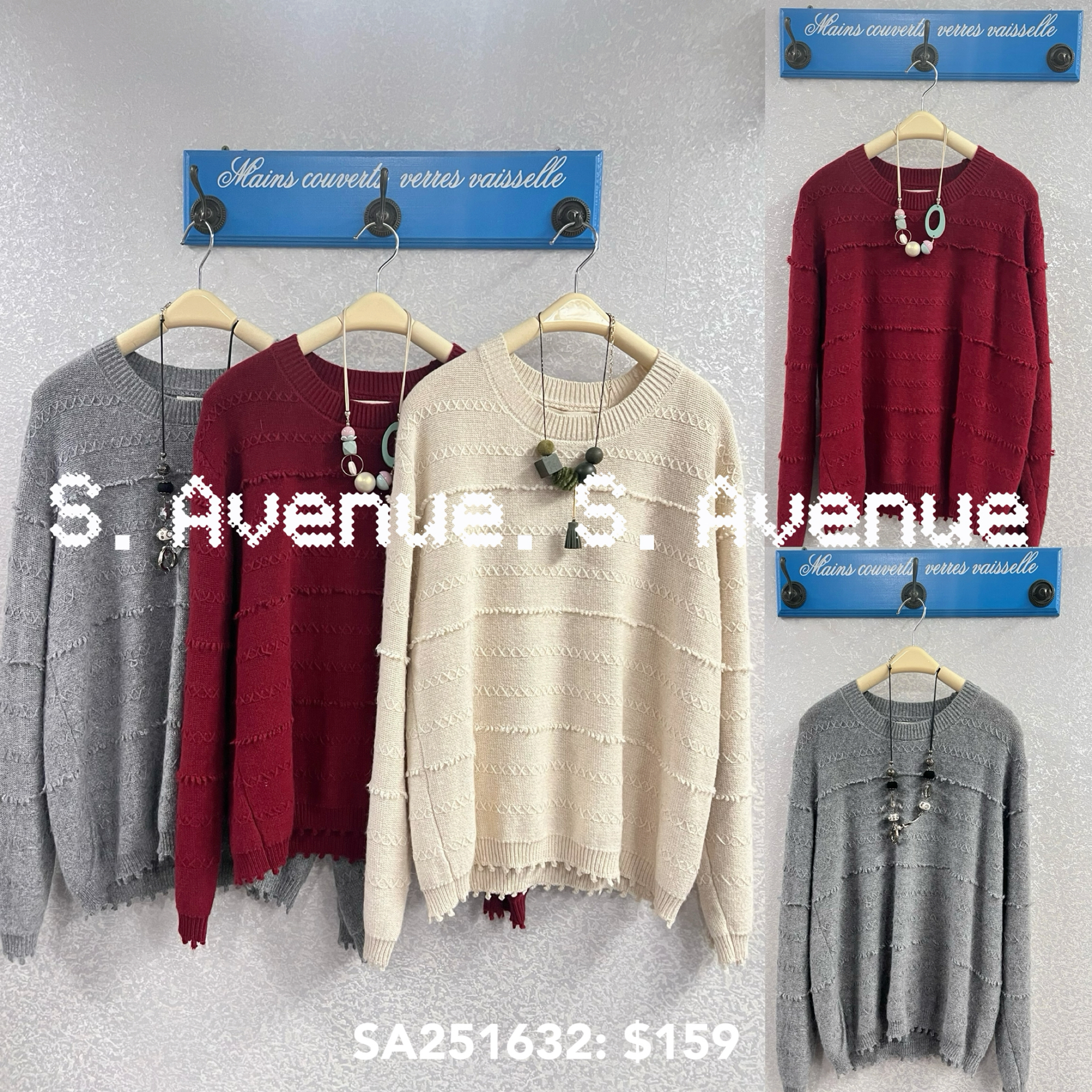 SA251632: 長袖暗織紋淨色冷top