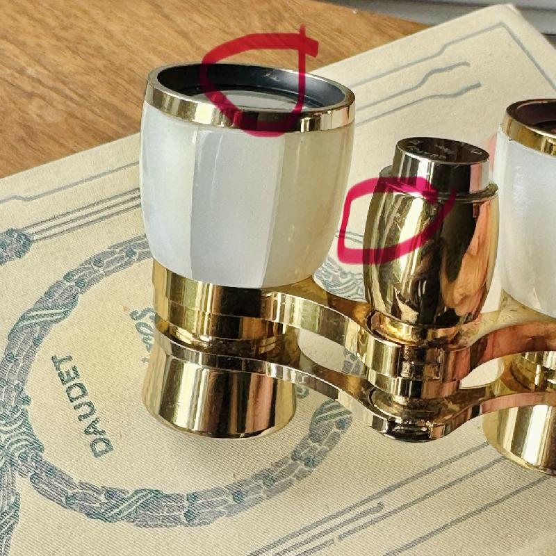 Vintage C.a. 1950s MINX Japan 3X Golden Opera Glasses Binoculars with Faux Mother-of-Pearl Finish(MT2359)