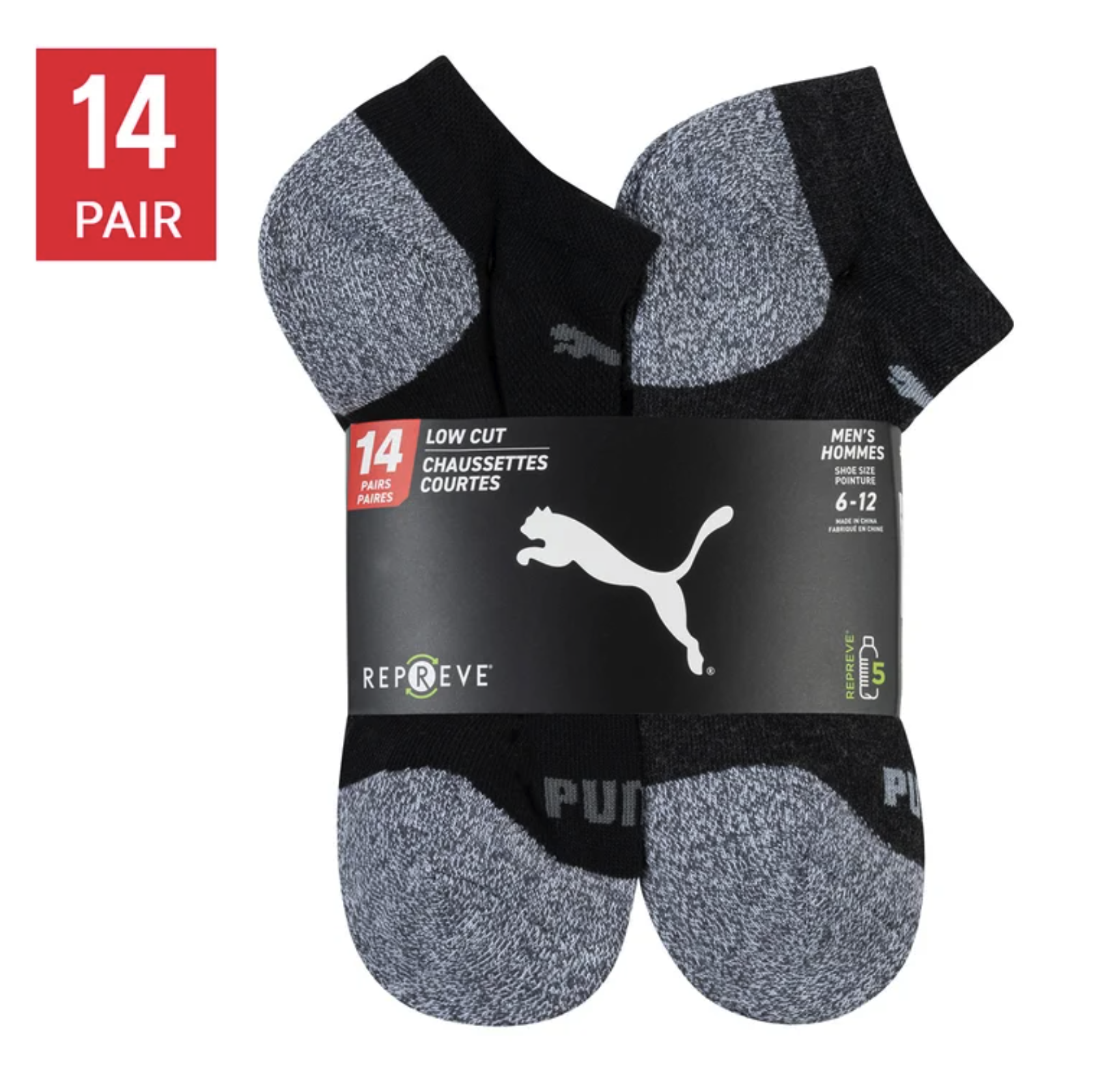 Puma 男士舒適透氣機能運動襪（14對裝)