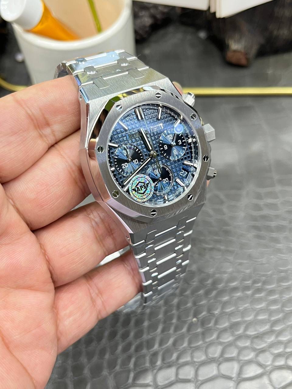 🚀爱彼皇家家橡树26240飞返计时全功能系列/41mm白钢蓝面/ 搭载原装开模定制Cal.4401全自动一体机械💯