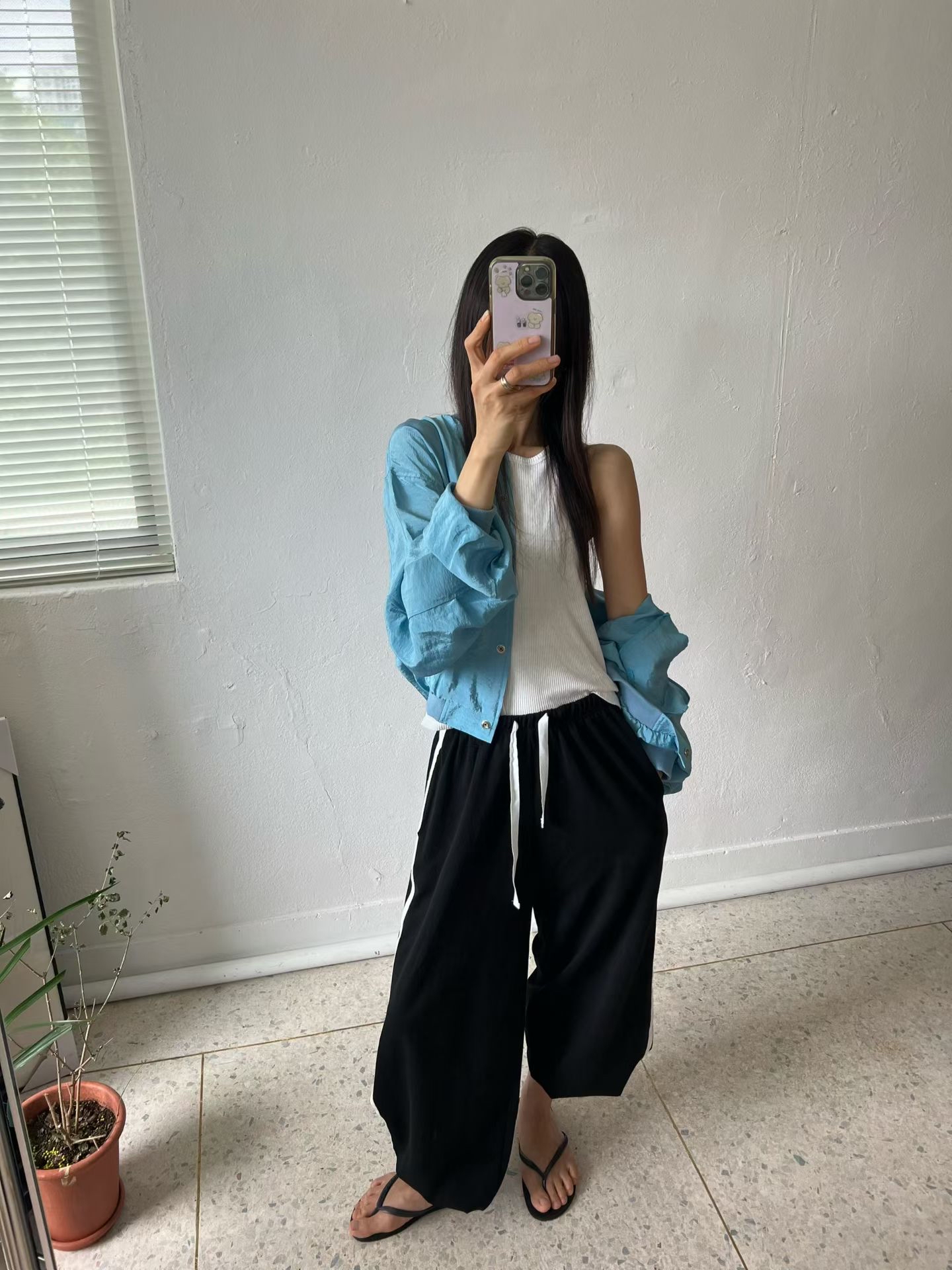 束腳白間棉質運動褲