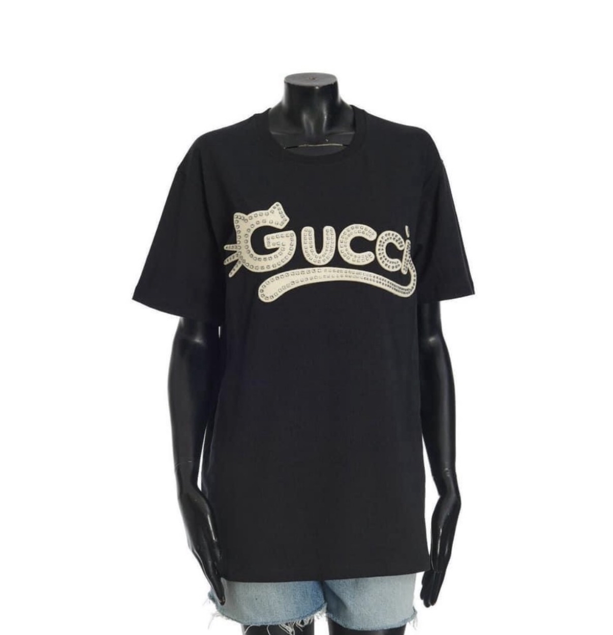 Gucci 黑白水晶貓貓🐱 oversized tee