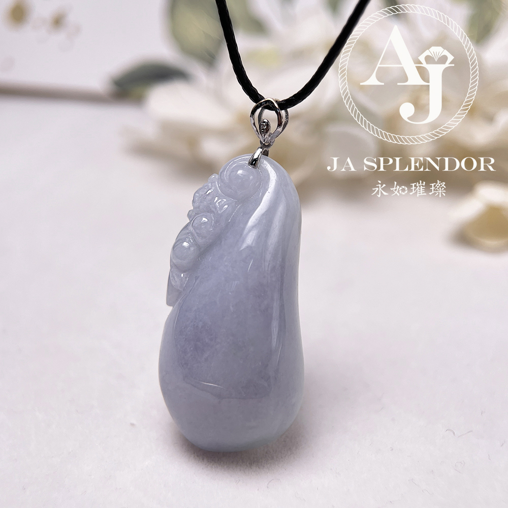 JNK-92 天然翡翠A玉 紫羅蘭玉靈猴獻壽萬壽果18K金吊墜