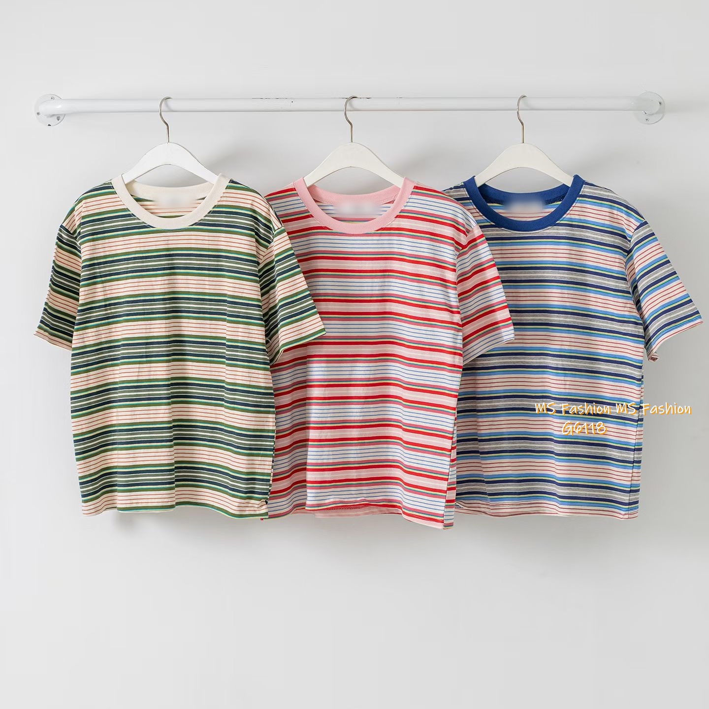 G6118 韓國🇰🇷拼邊領橫間tee