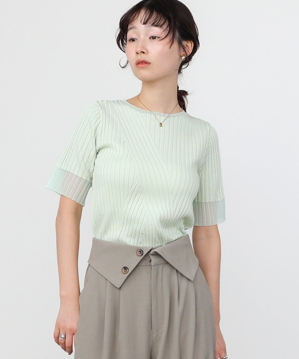 <JP> 透明袖薄紗針織 * 5色入 <預購>