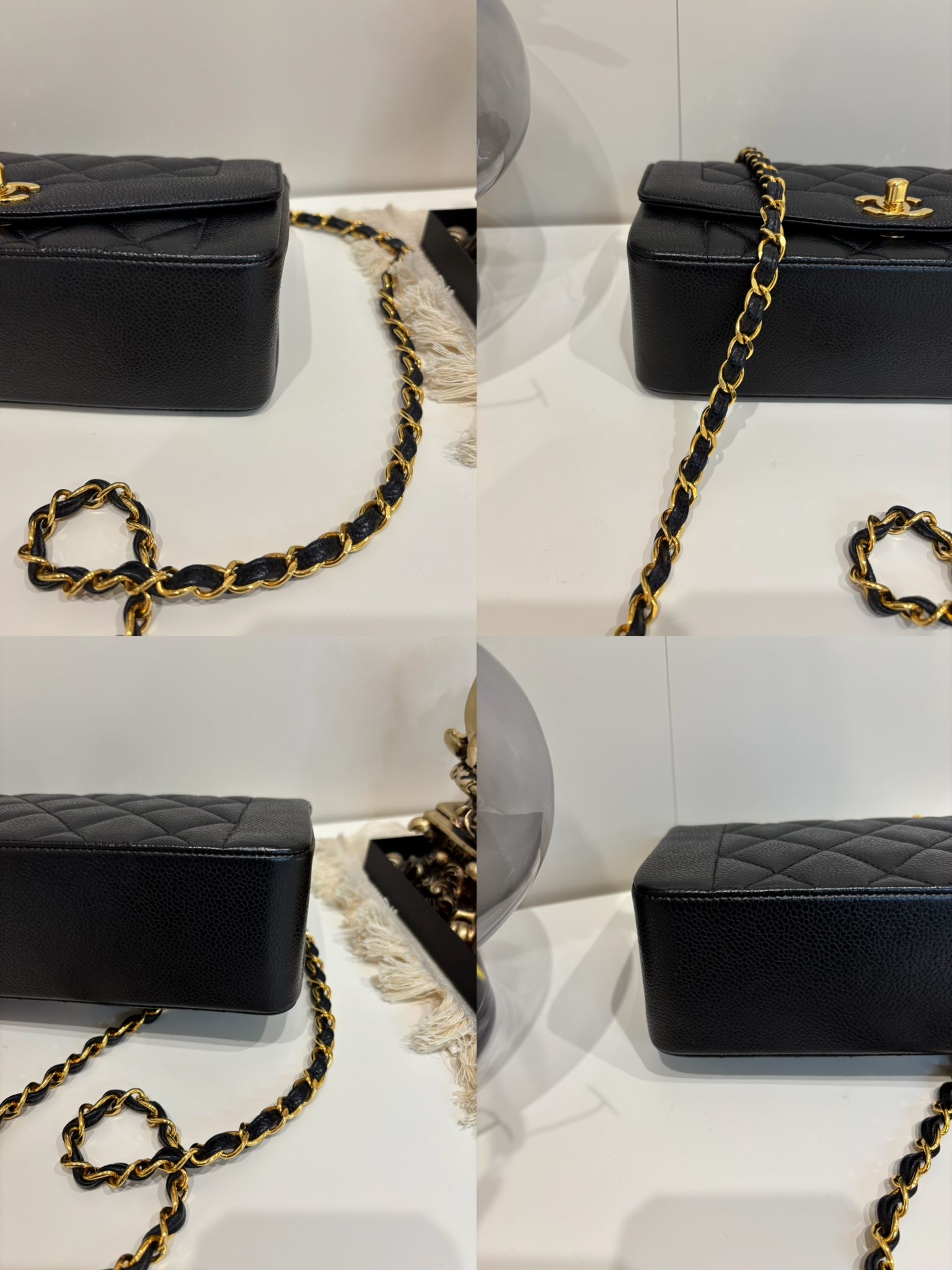 Chanel Diana Flap Bag 黑色荔枝牛皮金扣 100%Authentic, 95%New ✅Card ✅Dust bag✅Box