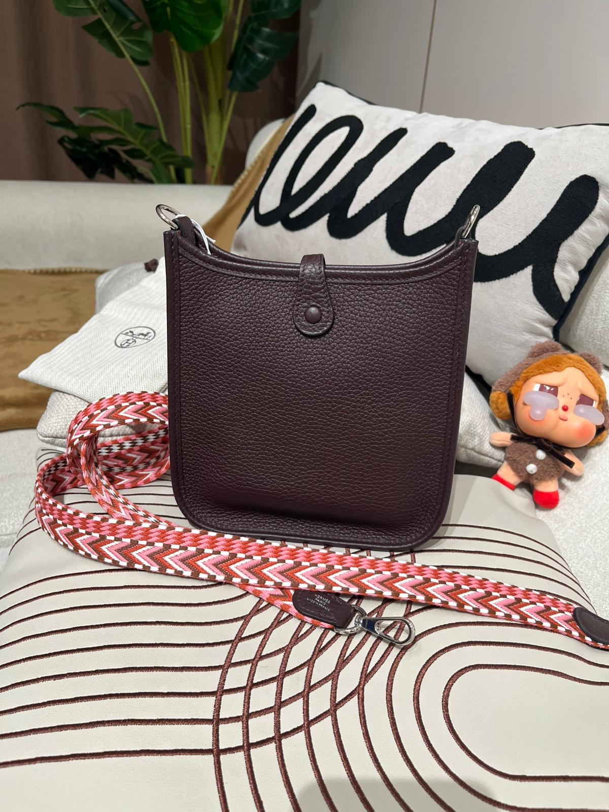 Hermes Mini Evelyne 馬鞍紅編織帶 Stamp U 100%Authentic, 98%New ✅收據副本✅Dust bag ✅Box