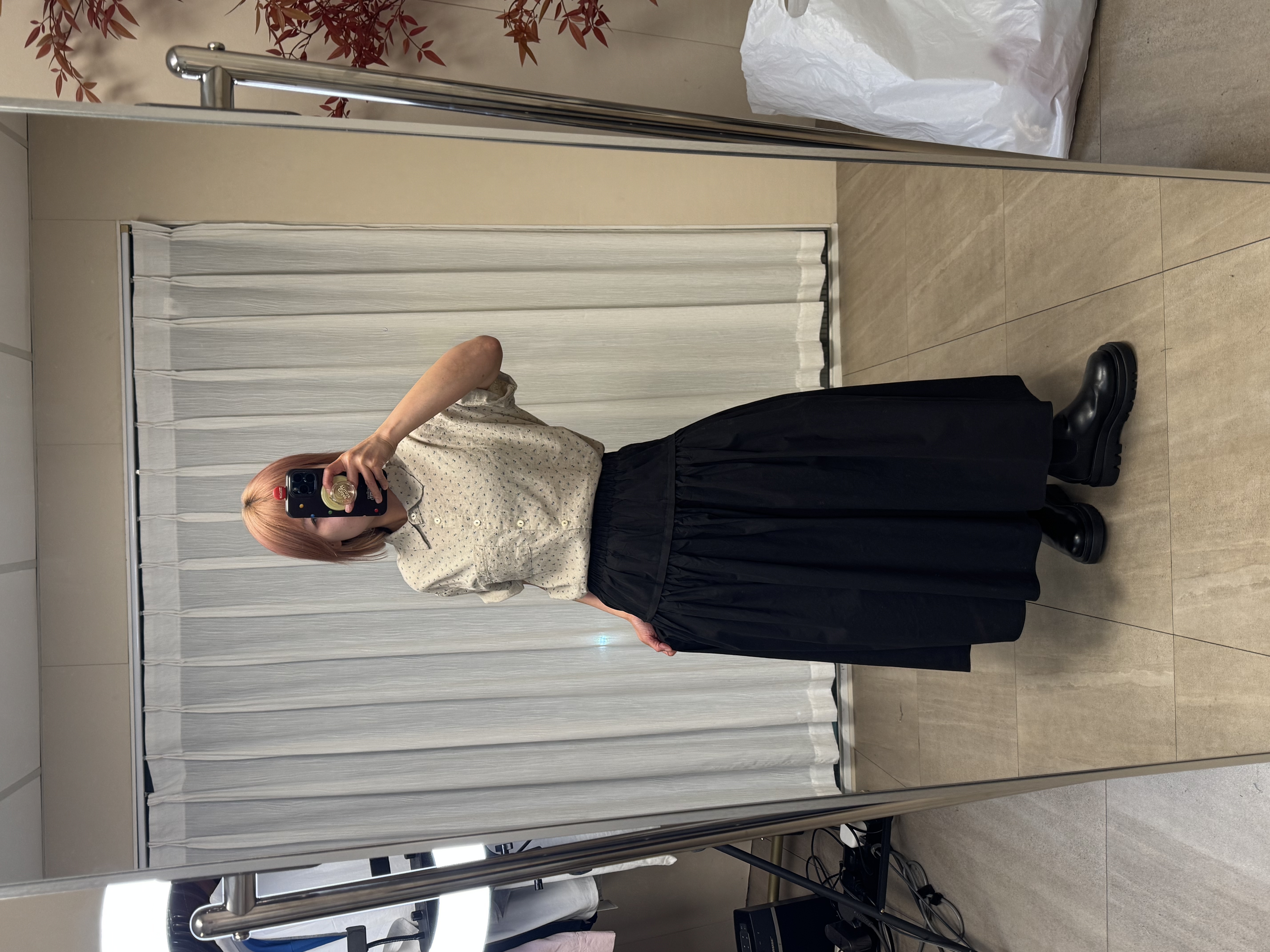 221238 收腰傘長裙