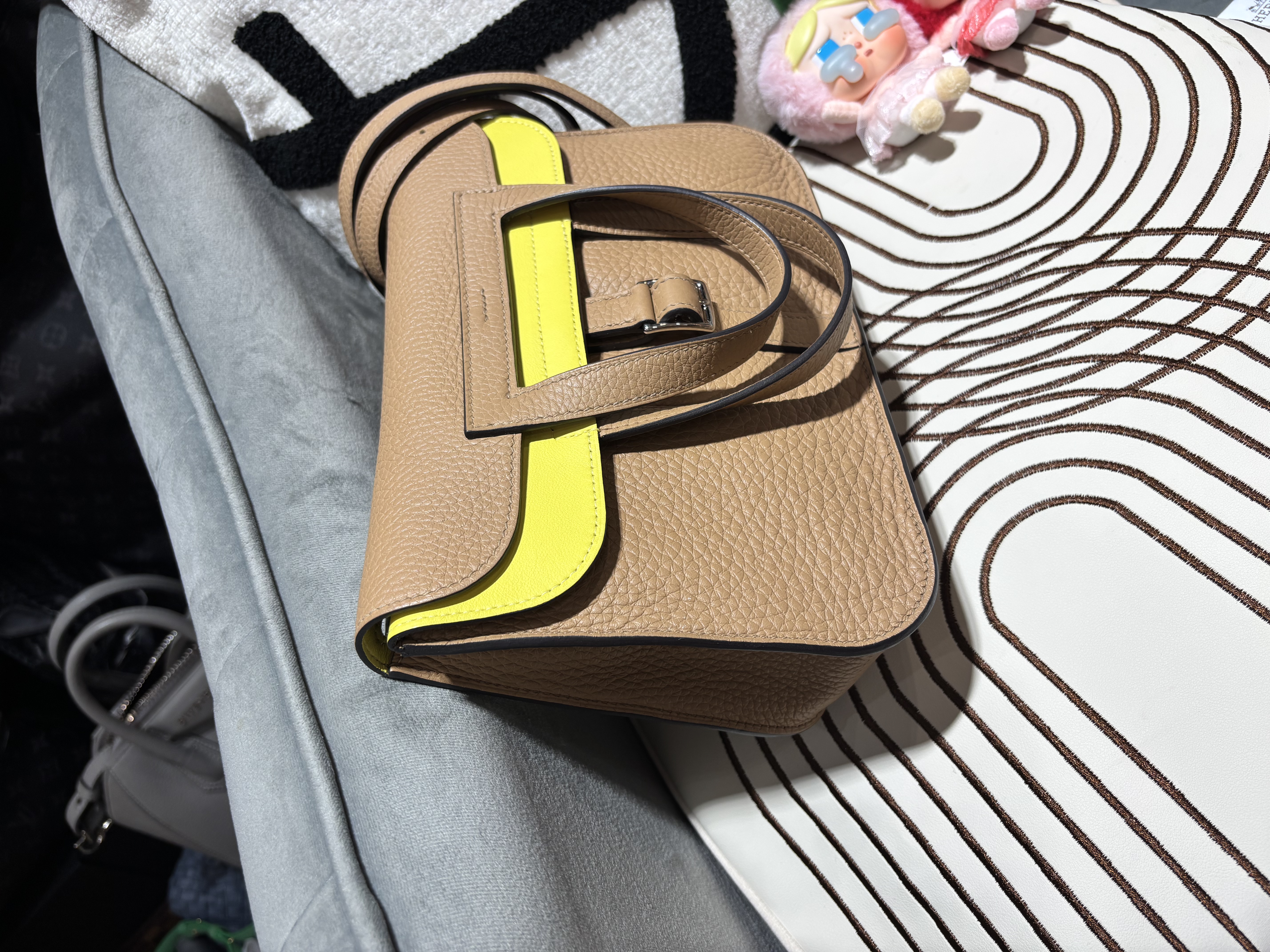 Hermes Halzan 25 Stamp U 奶茶色 100%Authentic, 95%New✅收據✅Dust bag 