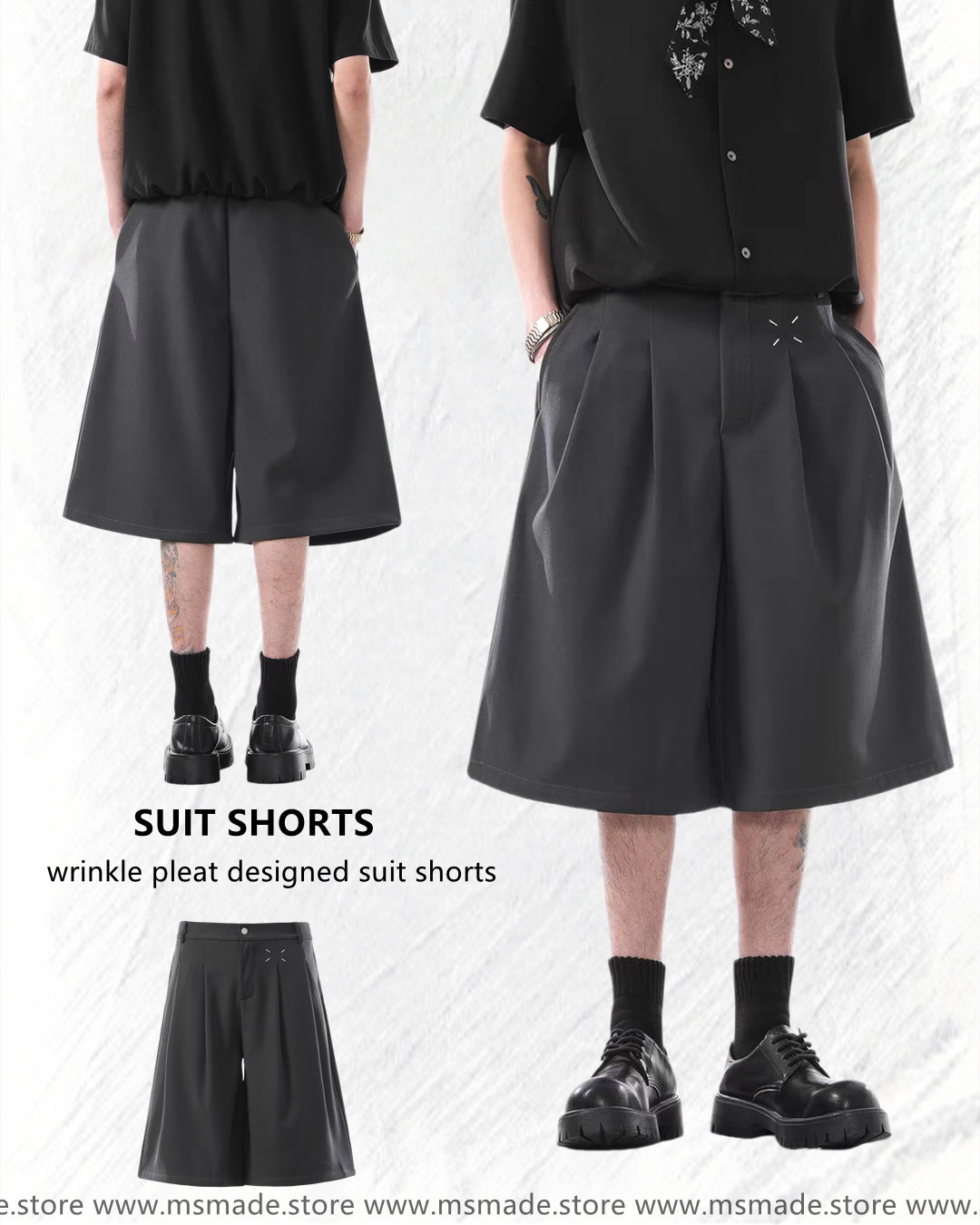 M427皺褶設計感西裝短褲