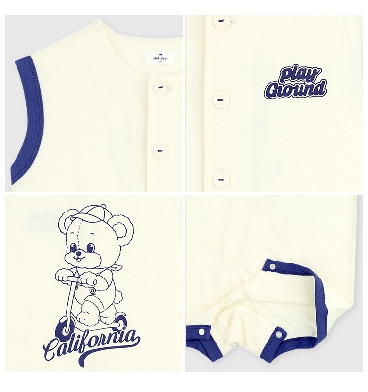 ☀️預訂 韓國直送☀️🇰🇷Milk Baby滑板車小熊印花寬鬆無袖背心連身服