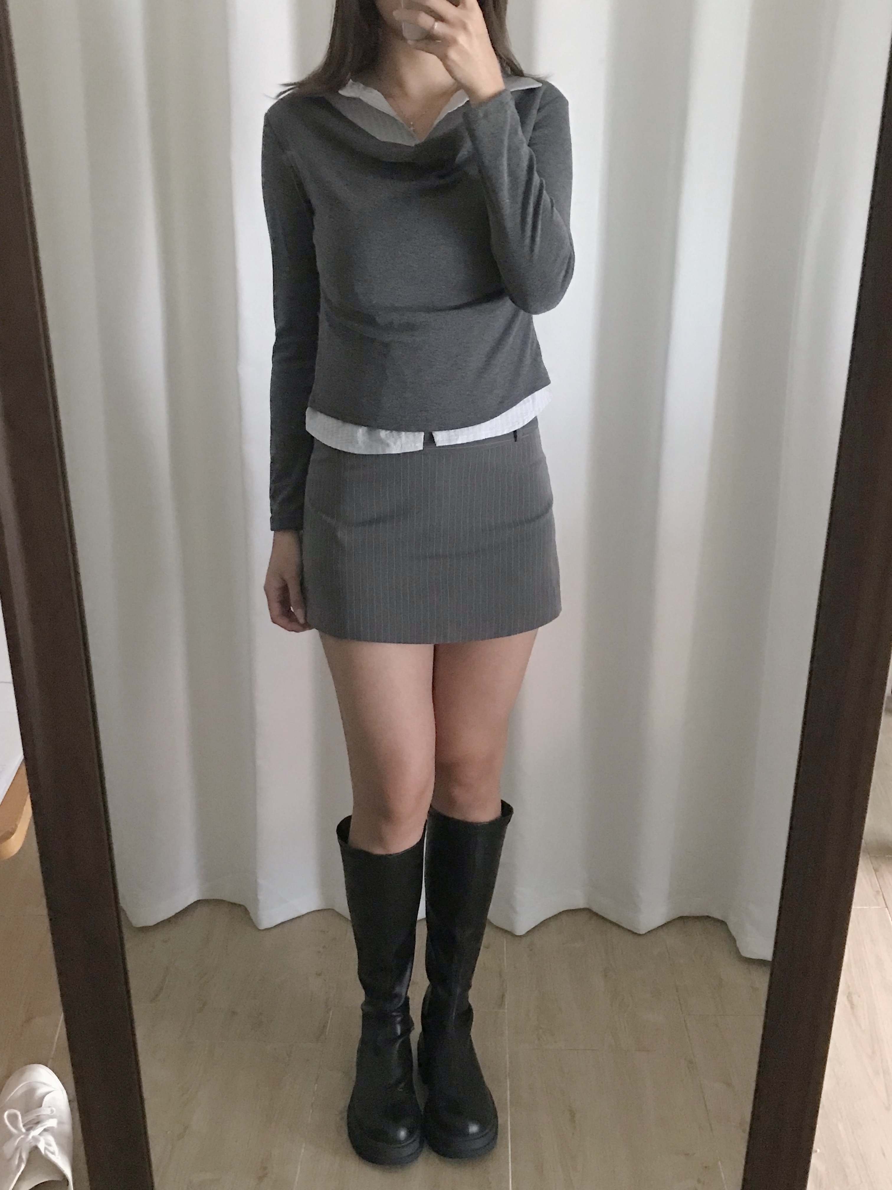 Onni假兩件襯衫長袖上衣