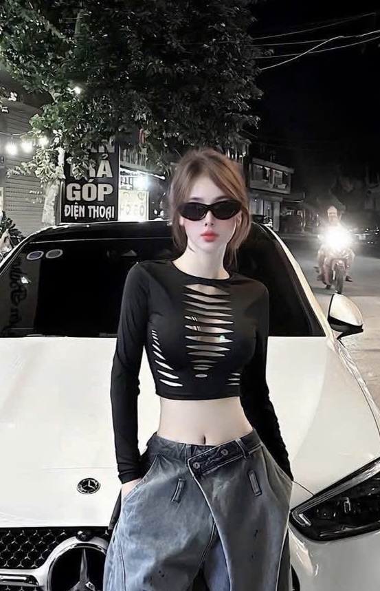 破洞性感短上衣