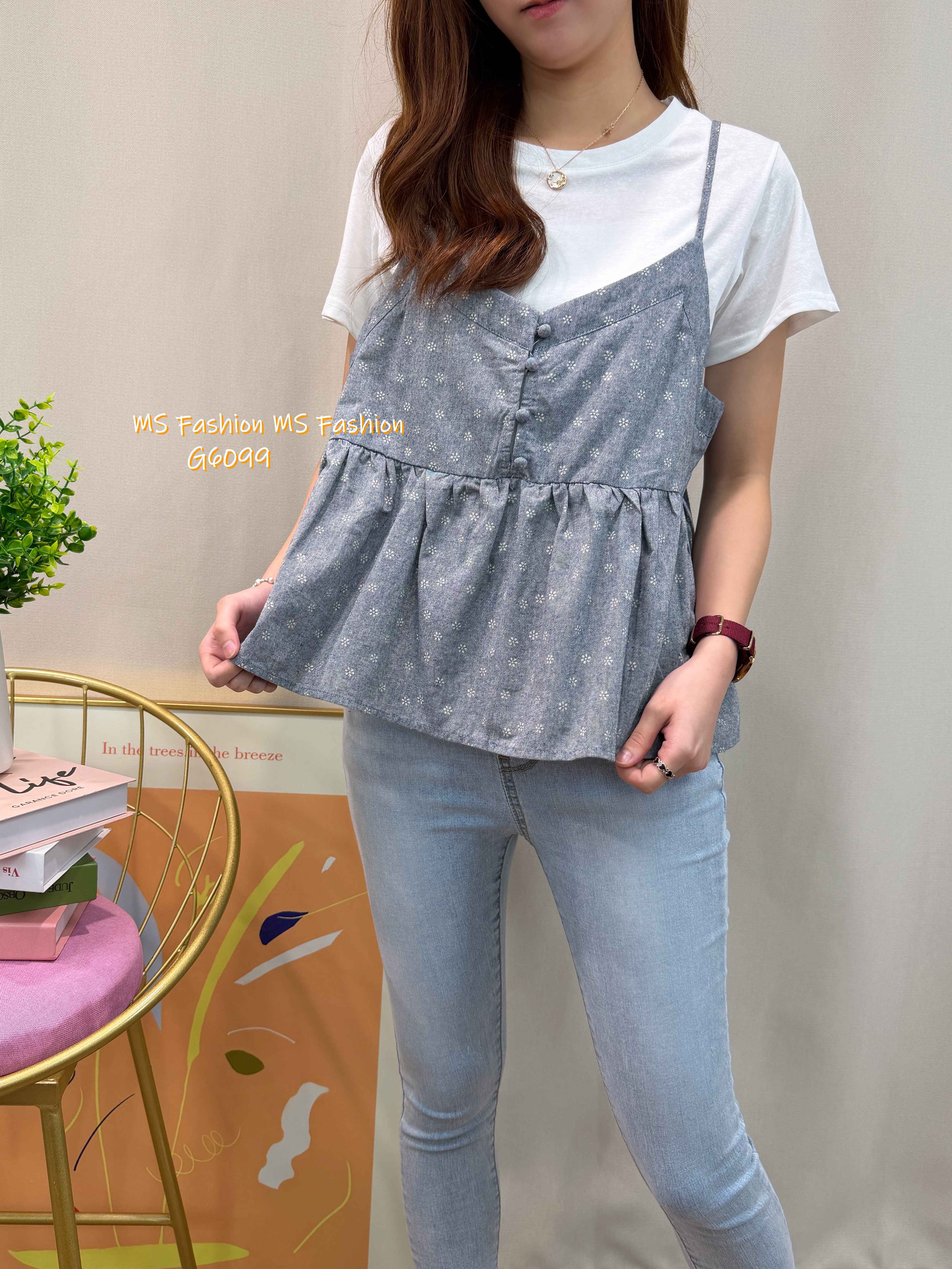 G6099 韓國🇰🇷吊帶背心+tee set