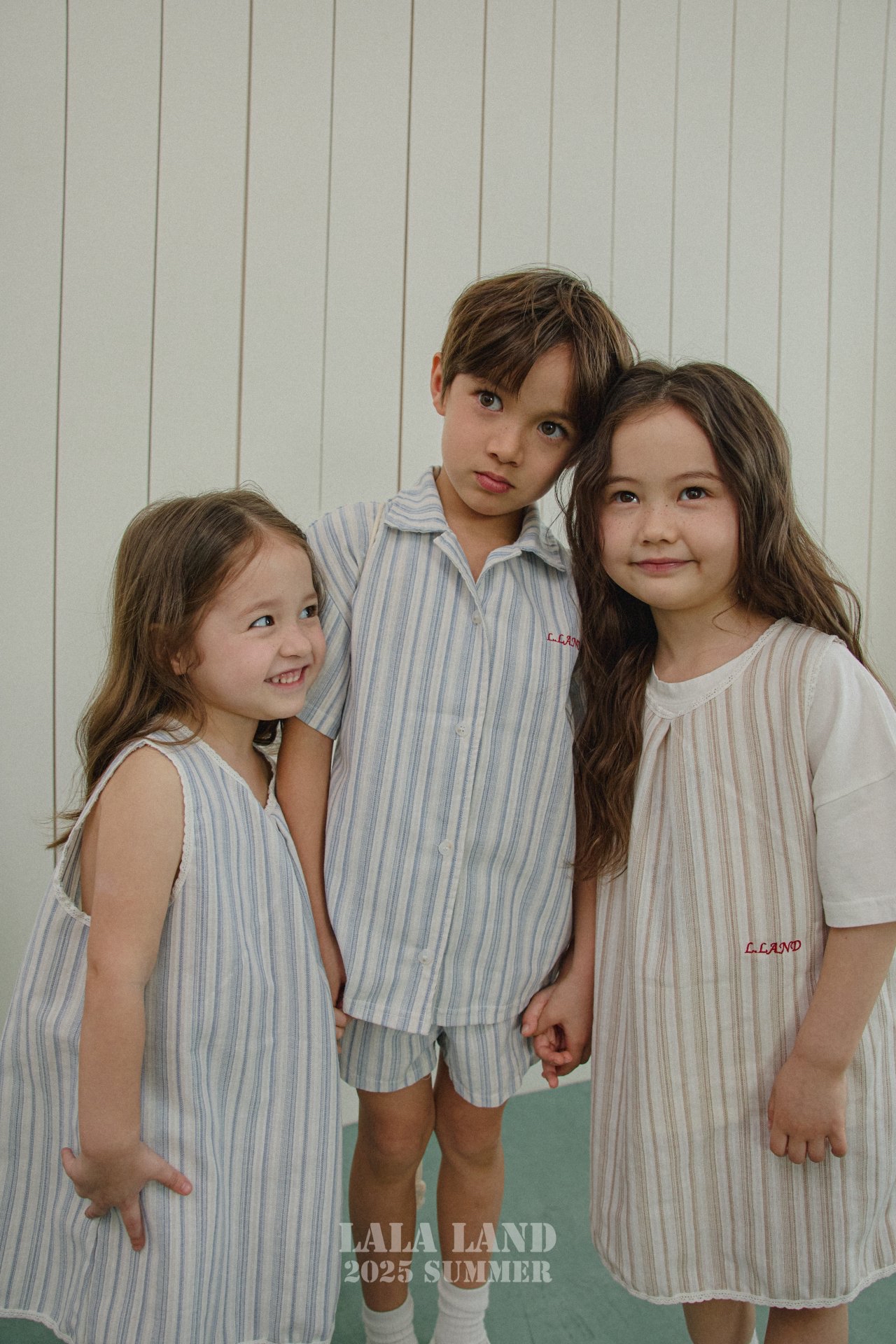 Lalaland | stripe ops with mom pants(Blue M95-105/Adult)