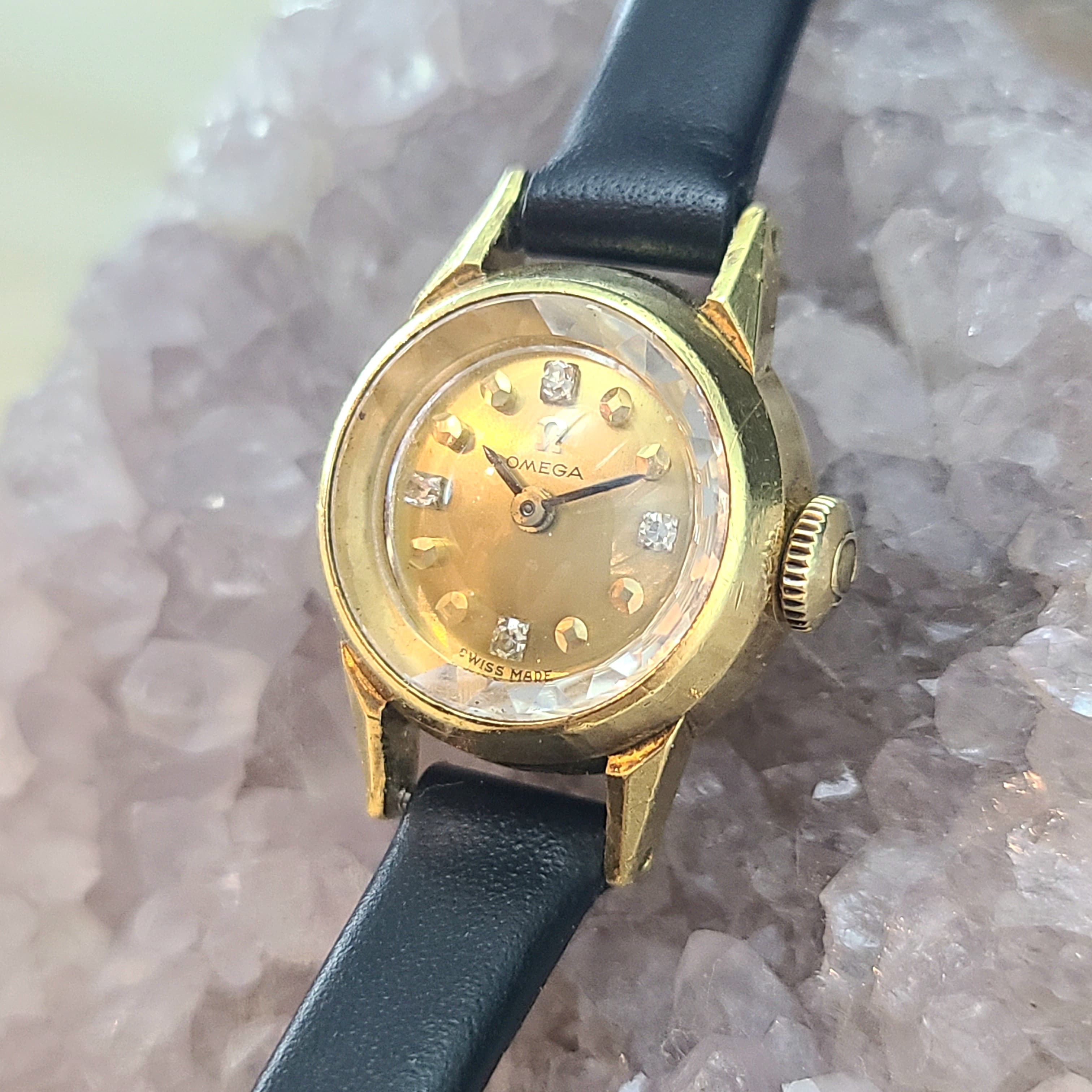 70年代Omega鑽石18k金殼機械錶
