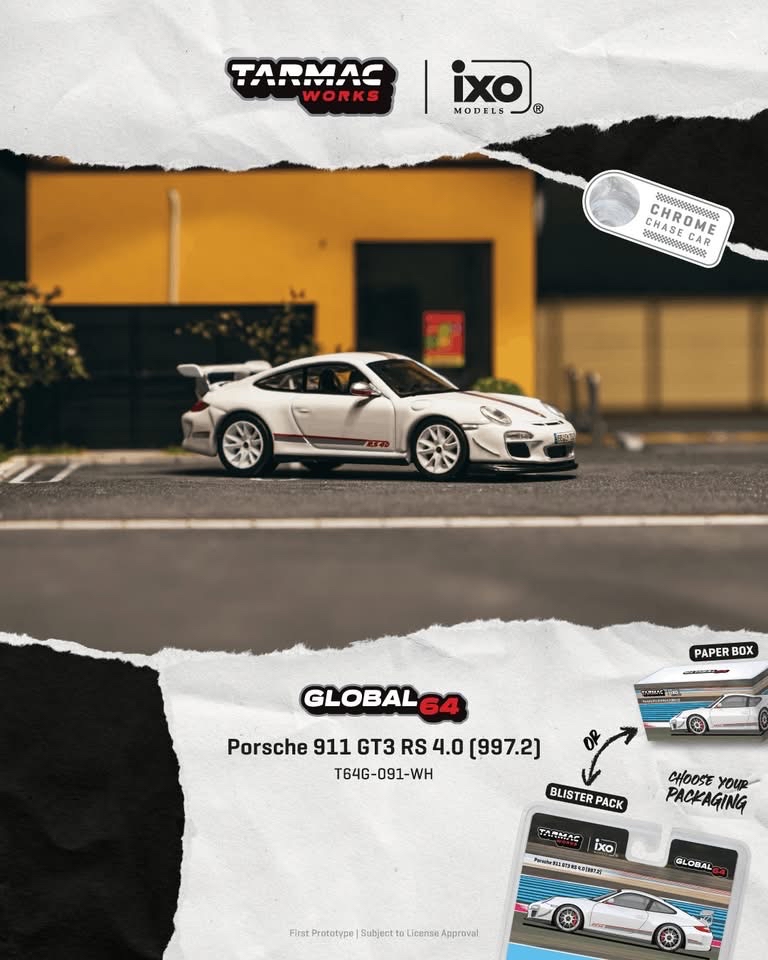 （預訂 Pre Order) Tarmac Works  ( T64G-091-WH ) Porsche 911 GT3 RS 4.0 (997.2)