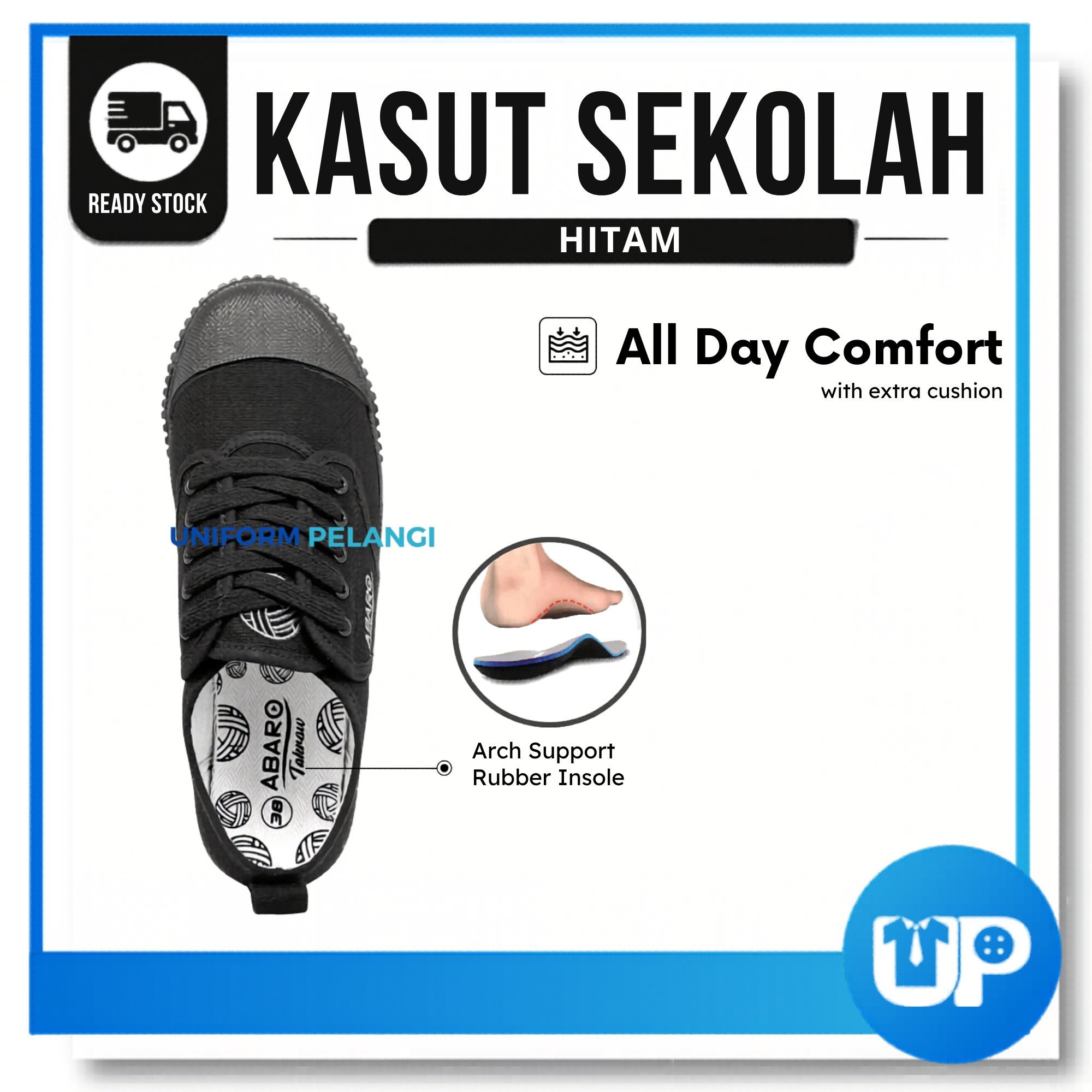 ABARO Takraw Kasut Sekolah Hitam | Sepak Takraw Shoes