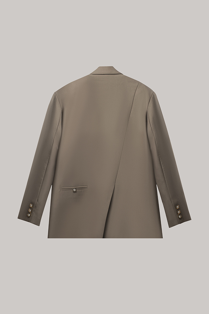 Taupe Crystal-Embellished Tailored Blazer