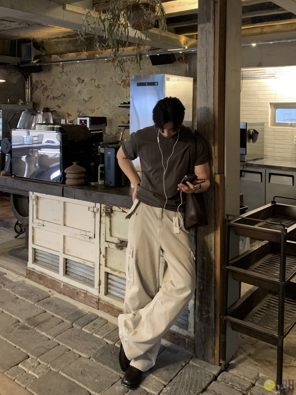 【100%保證韓國直送】韓系 Signature 雙鈕扣工裝大口袋寬版長褲 👖 [3 color] RL114950