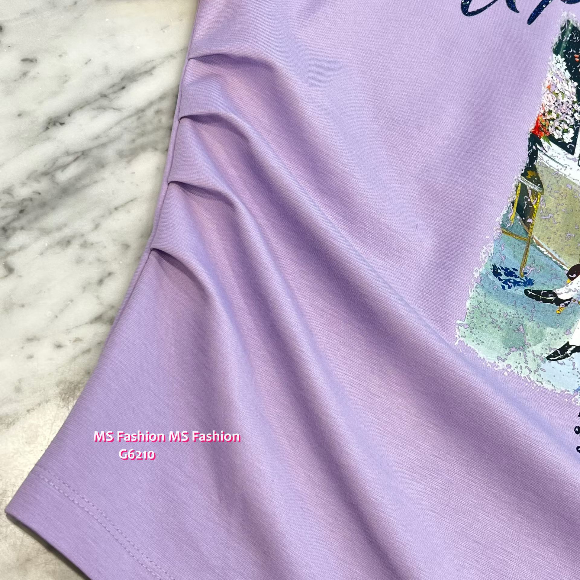 G6210 韓國🇰🇷靚print側打皺top