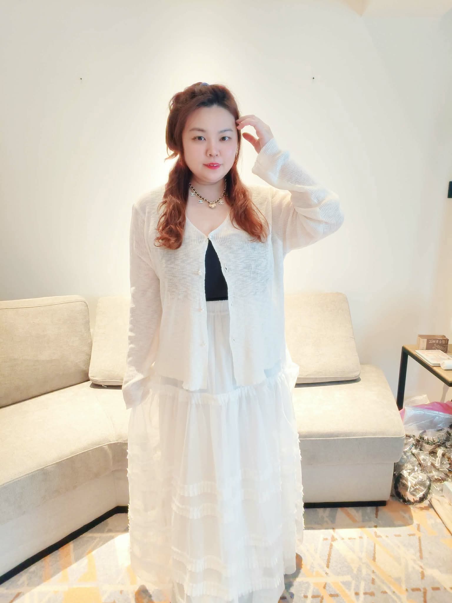 YPC07 1911 法式松紧腰网纱蛋糕长裙