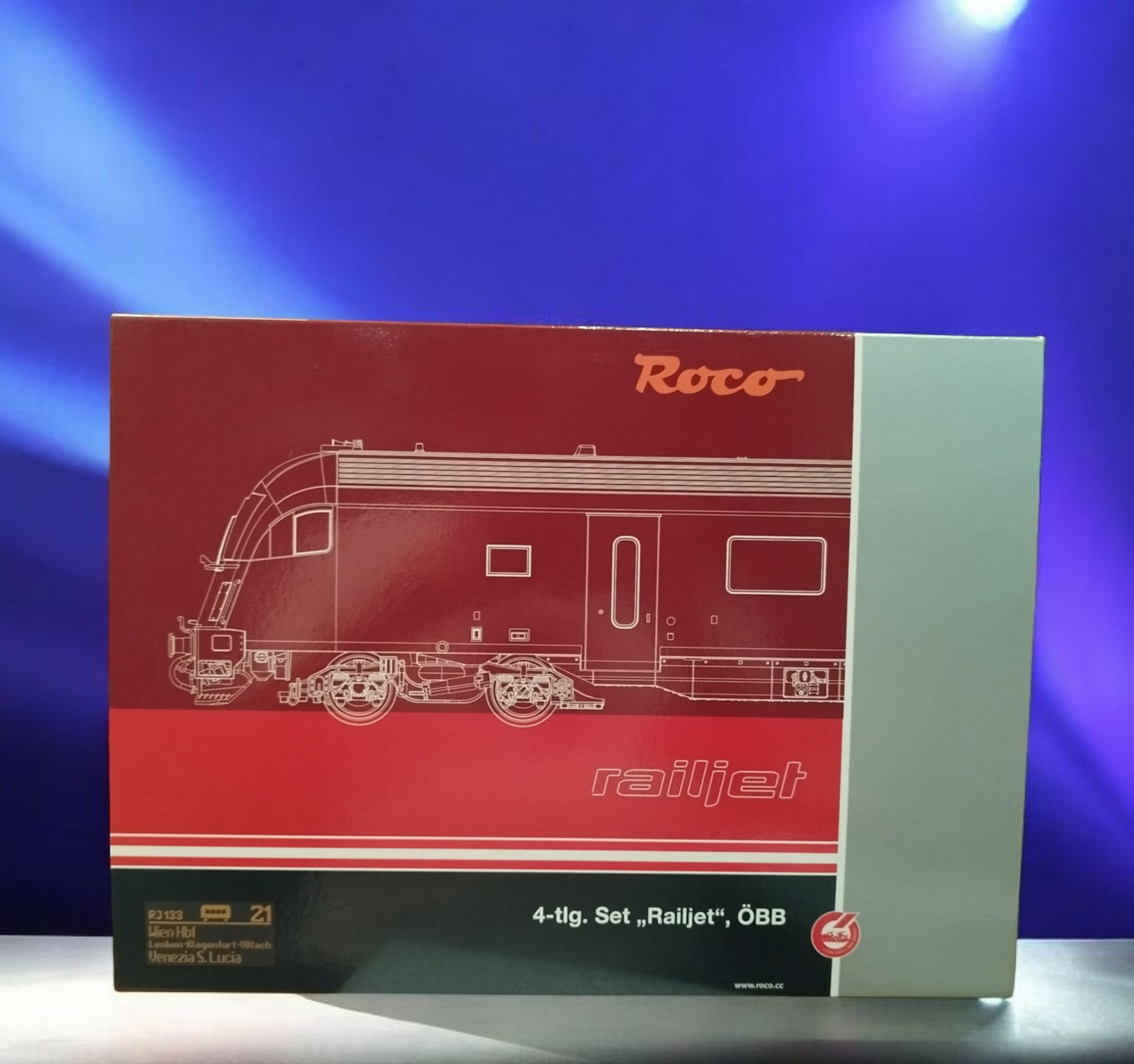 Roco Railjet OBB High Speed Coach set (4pcs HO-scale) D.C. 2-rail