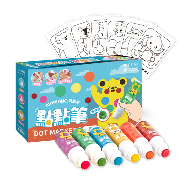 無毒點點筆-標準六色組(附塗鴉紙，60ml/色)