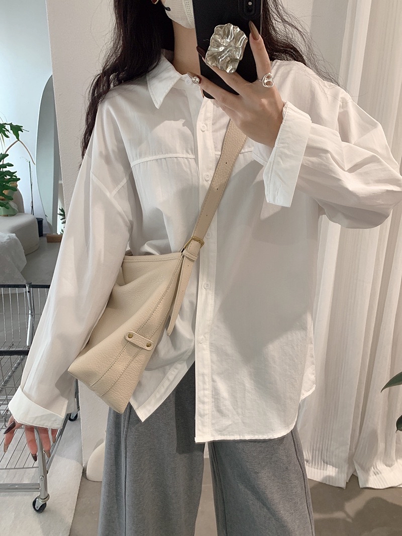 衬衫控必入！ 慵懒感中长款纯色衬衫
