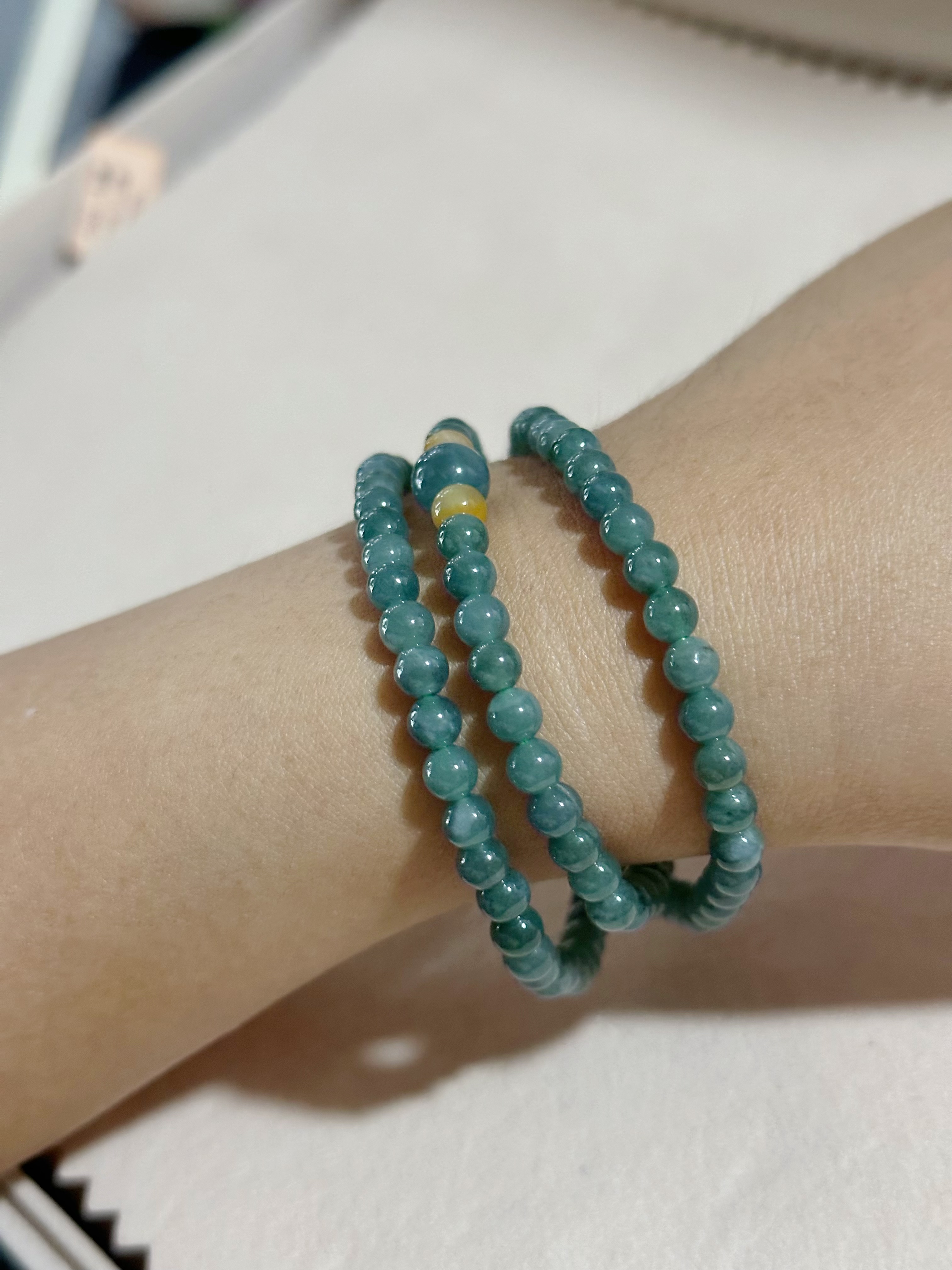 4mm藍水三圈手串