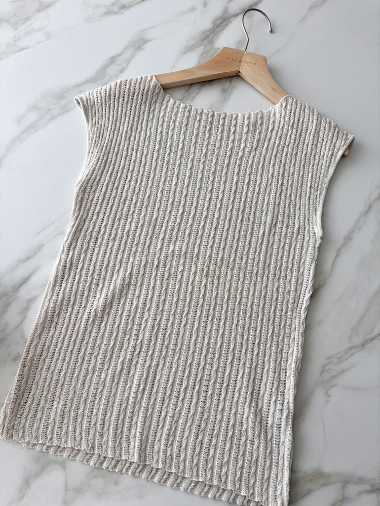 Crochet Boat Neck Knit Top (Oat)