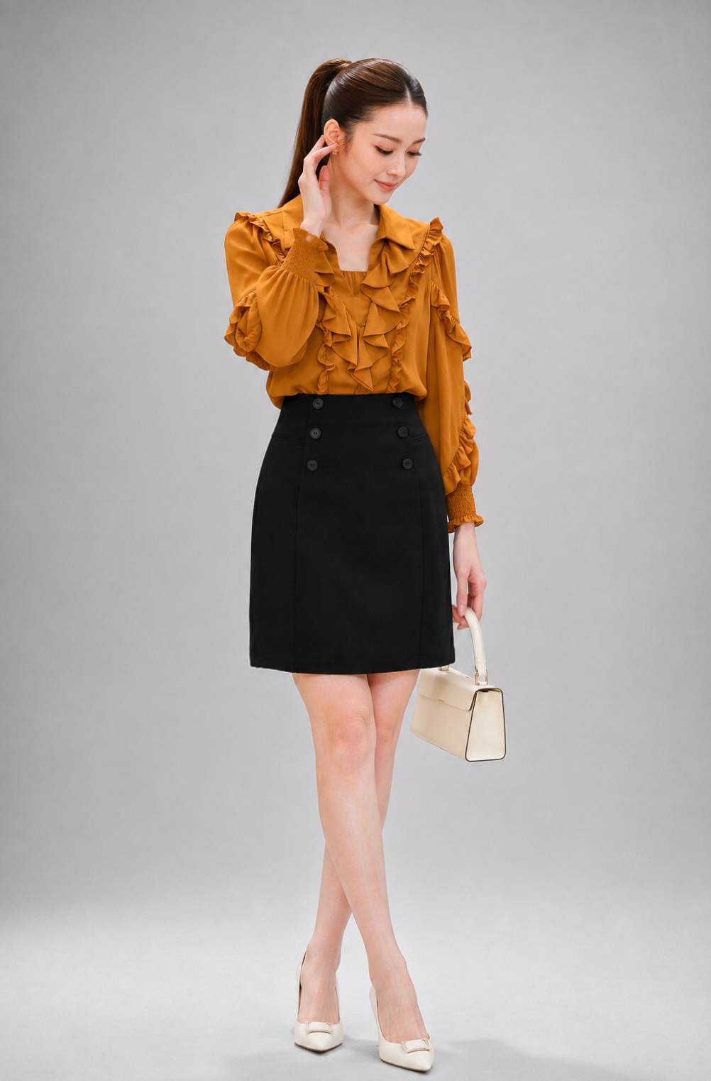 25728-1 Celeste Tailored Midi Skirt