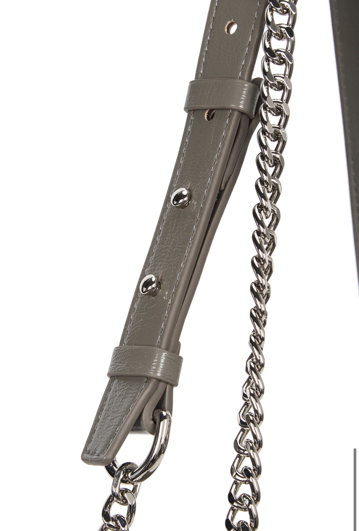 MATIN KIM 特價場GLOSSY QUILTING MEDIUM CHAIN BAG IN GREY